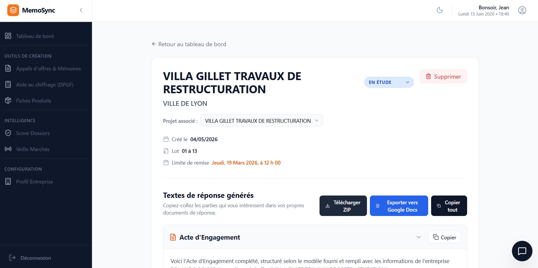 Rédaction différents éléments demandés